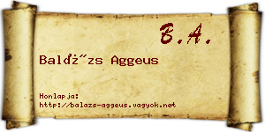 Balázs Aggeus névjegykártya
